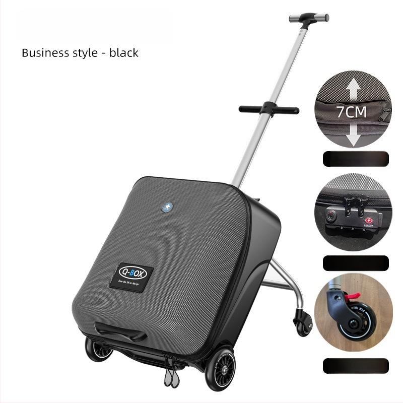 QBOX dječji prtljag za sjedenje na putovanju – otvaranje na zip, TSA kombinacijski lokot, PC materijal, univerzalni kotačići, 4,5 kg