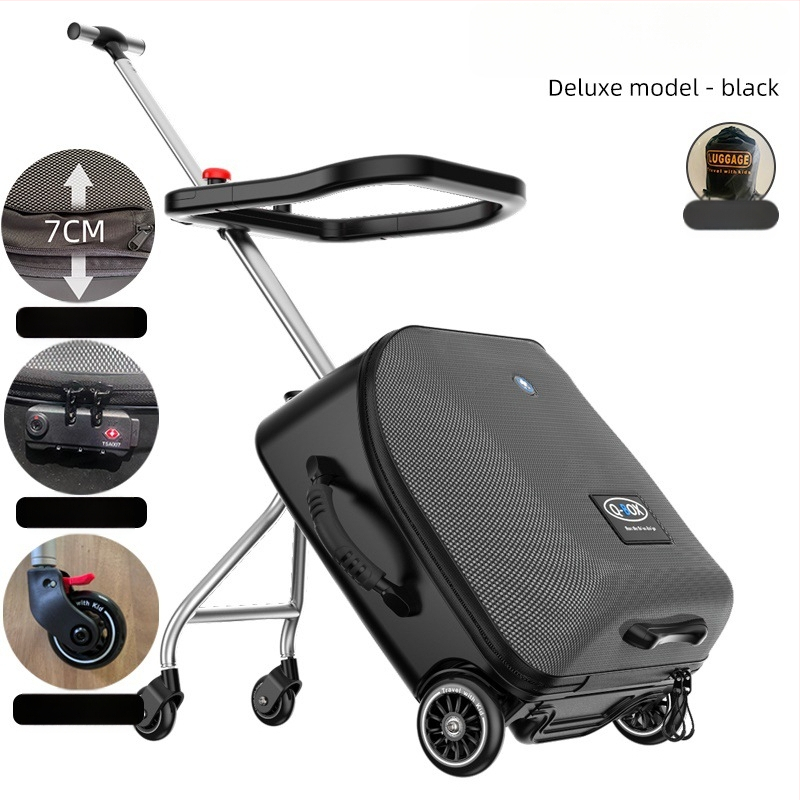 QBOX dječji prtljag za sjedenje na putovanju – otvaranje na zip, TSA kombinacijski lokot, PC materijal, univerzalni kotačići, 4,5 kg