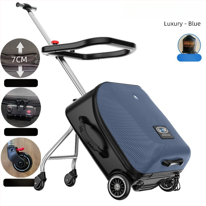 QBOX dječji prtljag za sjedenje na putovanju – otvaranje na zip, TSA kombinacijski lokot, PC materijal, univerzalni kotačići, 4,5 kg