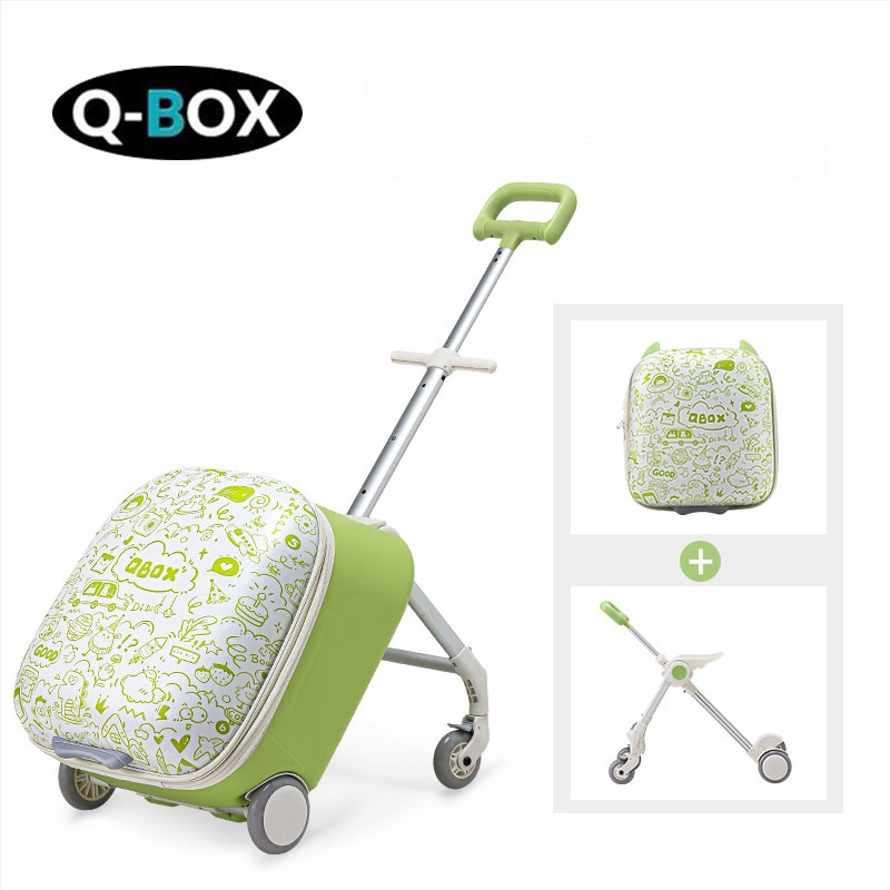 QBOX dječji prtljag za sjedenje na putovanju – otvaranje na zip, TSA kombinacijski lokot, PC materijal, univerzalni kotačići, 4,5 kg