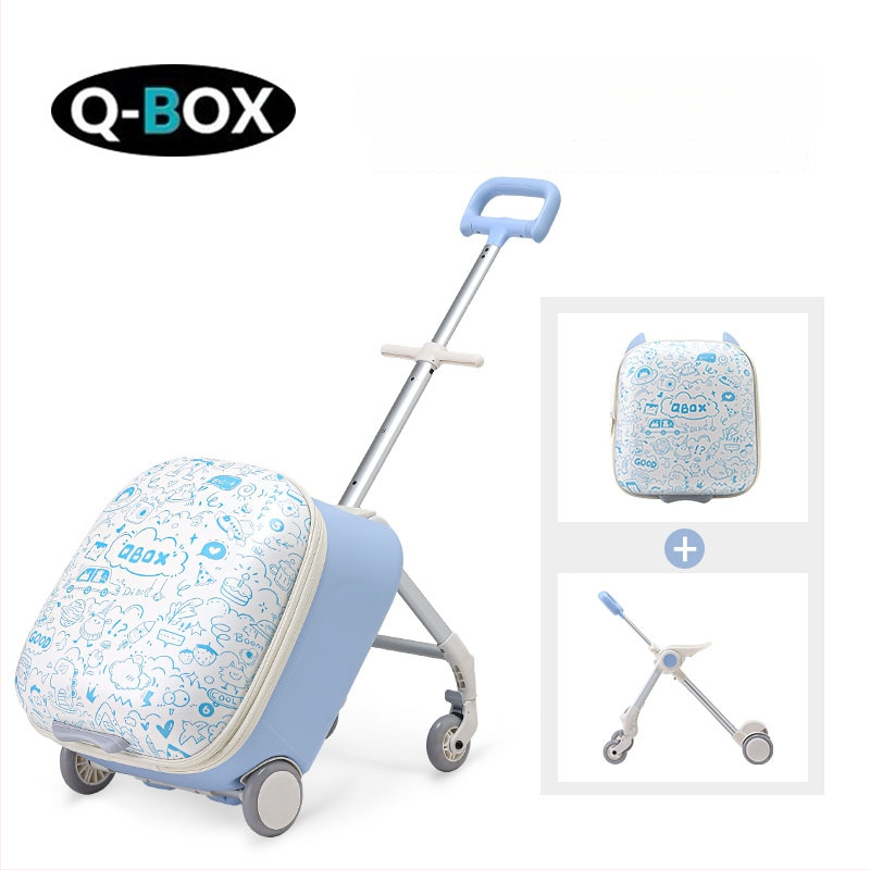 QBOX dječji prtljag za sjedenje na putovanju – otvaranje na zip, TSA kombinacijski lokot, PC materijal, univerzalni kotačići, 4,5 kg