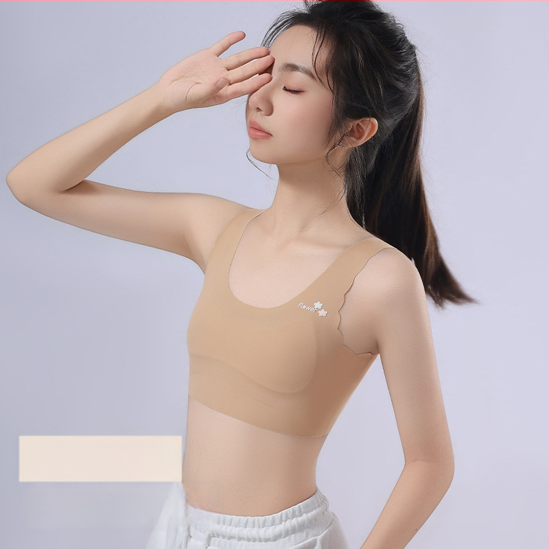 Ice Silk varrás nélküli gyermekeknek sportmelltartó, teljes kosár, zár nélkül, lélegző, Stage 1, 9–13 évesek