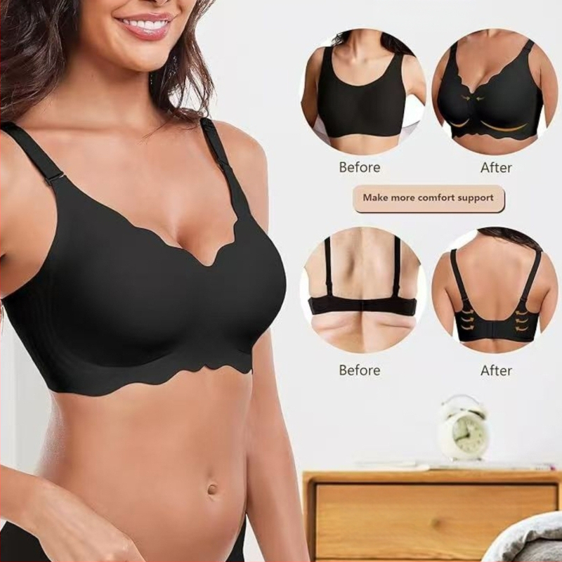 Sutien push-up fără cusur, cu bretele detașabile, cupă 3/4, material nylon cu căptușeală de spandex, Jelly Glue tehnologie