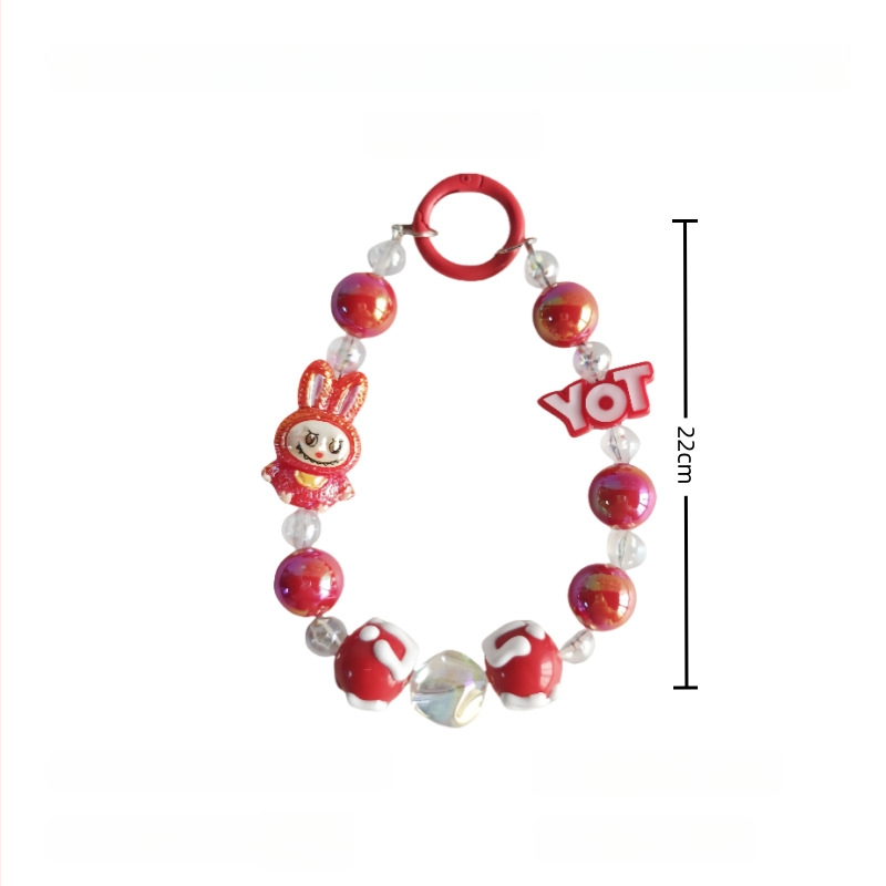 Rankų darbo audinio lėlė su karoliukais, pakabukas telefono grandinei, automobilio raktų pakabukas ir rankinės papuošalas – akrilas, animacinis stilius, atskirai įpakuota