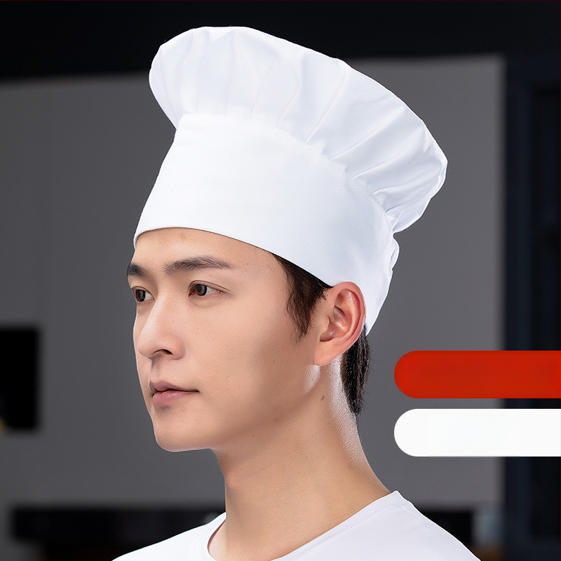 Šefpavāra cepure: kokvilnas twills audums, rūtains raksts, plakana augšdaļa, bez malām, drukāts logotips