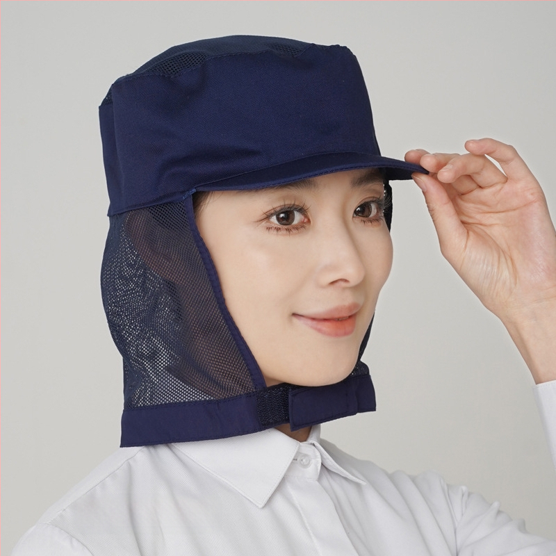 Sievietes elpojoša kokvilnas higiēniskā cepure pārtikas darbnīcai ar izšūtu logotipu, korejiešu stilā, plakana galvas daļa, īsa mala
