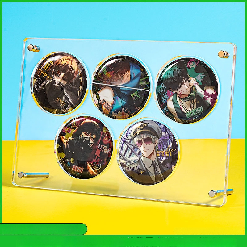 Akrilo ženkliukų ekspozicijos stendas su 9 skyriais, trijų sluoksnių stalinis ekranas, skaidrus 3D dizainas