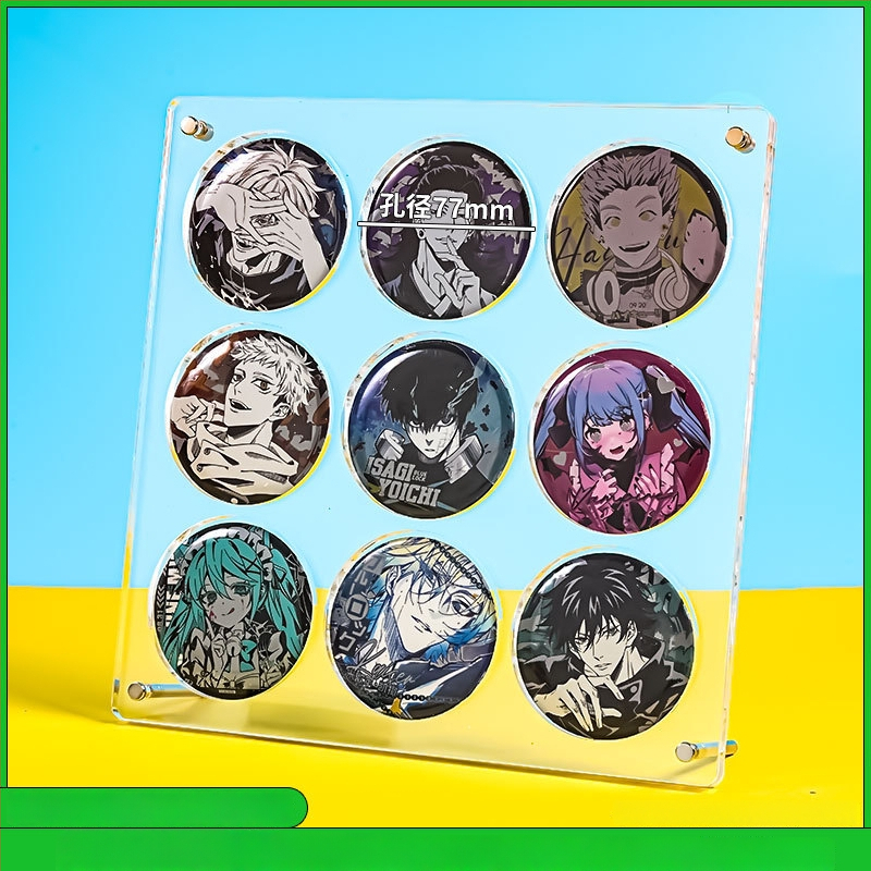 Akrilo ženkliukų ekspozicijos stendas su 9 skyriais, trijų sluoksnių stalinis ekranas, skaidrus 3D dizainas