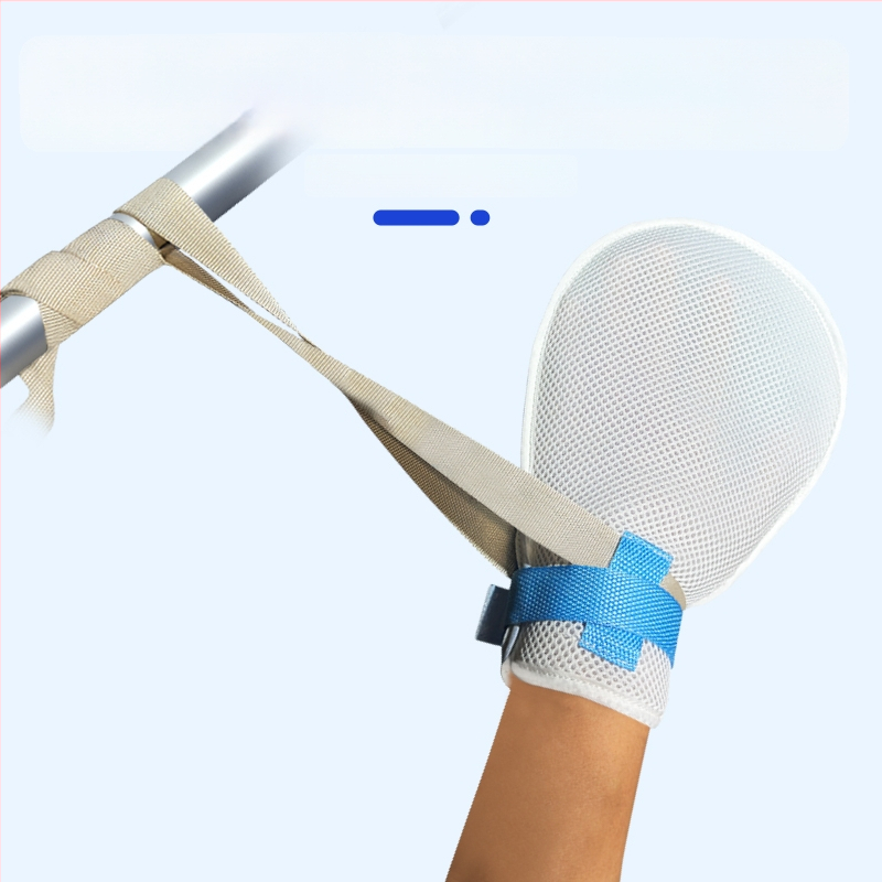 Vyresniųjų priežiūros ribojimo rinkinys: alkūnės ribojančios pirštinės ir fiksuojantis diržas, medžiaga – alyvos juostelė, be įkaitinimo