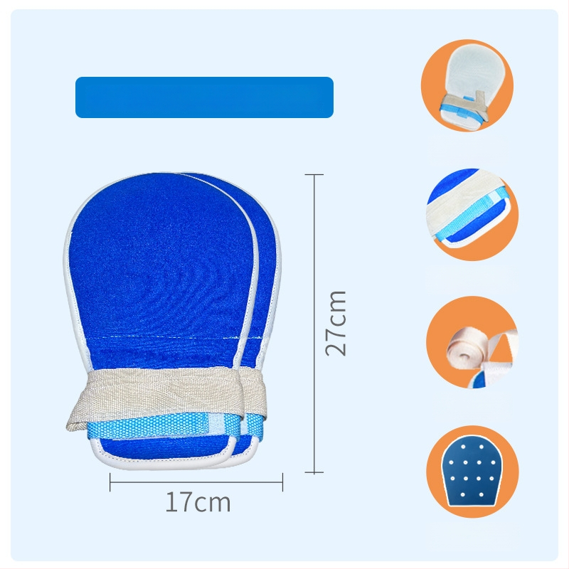 Vyresniųjų priežiūros ribojimo rinkinys: alkūnės ribojančios pirštinės ir fiksuojantis diržas, medžiaga – alyvos juostelė, be įkaitinimo