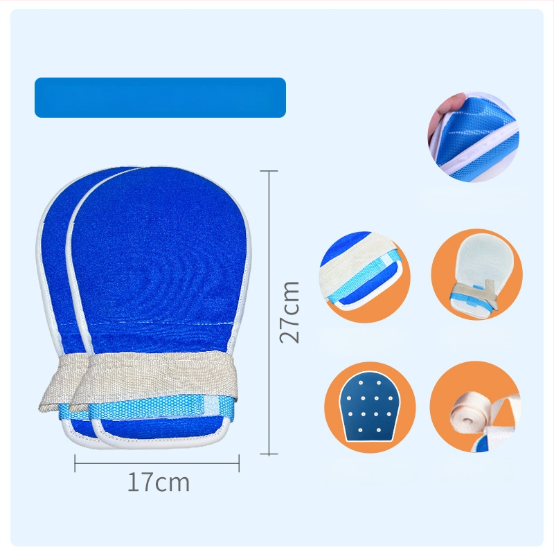 Vyresniųjų priežiūros ribojimo rinkinys: alkūnės ribojančios pirštinės ir fiksuojantis diržas, medžiaga – alyvos juostelė, be įkaitinimo