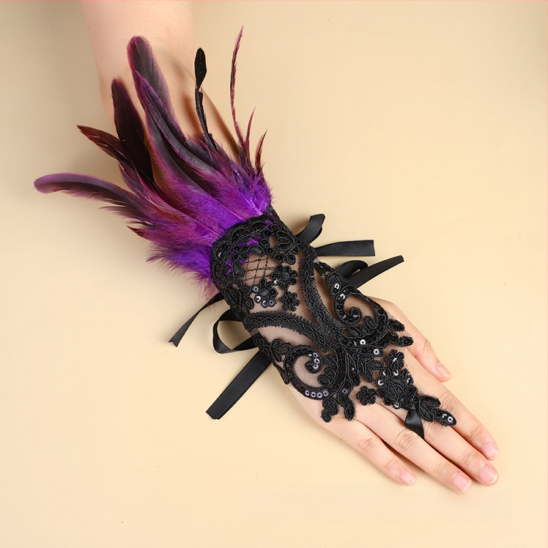 Spārnu pirkstu cimdi ar mežģīnēm dekorācijai ballītēs; sievietēm; Eiropas un Amerikas stils; materiāls: mežģīnes; preces numurs s199