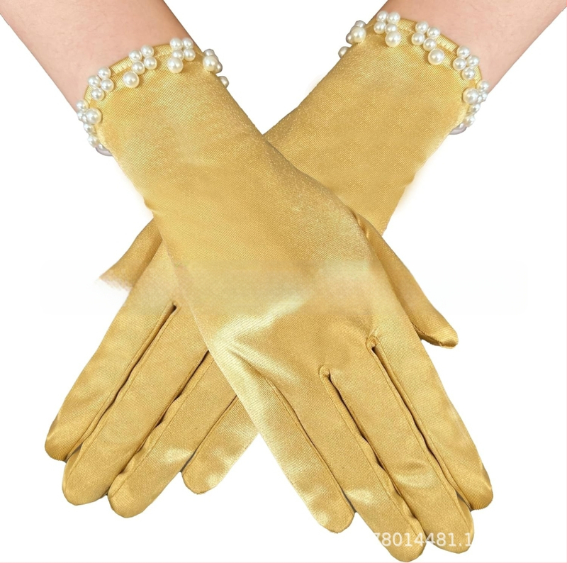 Satīna līgavas cimdi balles vakaram, īsi, ar atdalītiem pirkstiem, oriģinālais dizains, dekoratīvi, sievietēm