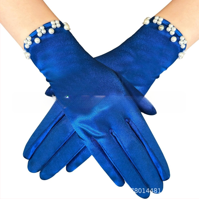 Satīna līgavas cimdi balles vakaram, īsi, ar atdalītiem pirkstiem, oriģinālais dizains, dekoratīvi, sievietēm