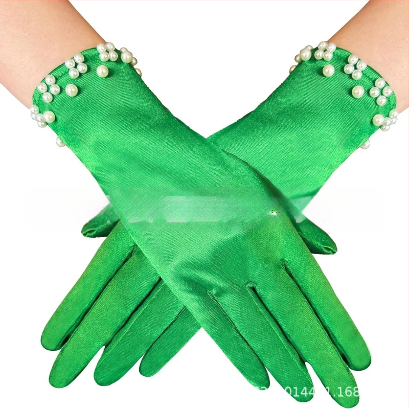 Satīna līgavas cimdi balles vakaram, īsi, ar atdalītiem pirkstiem, oriģinālais dizains, dekoratīvi, sievietēm