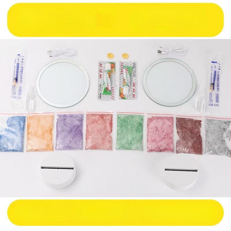 Naktinė lempa su smėlio paveikslu — DIY komplektas iš stiklo, pusiau rankinis gamybos procesas, poliruotas paviršius, abstraktus modernus dekoras svetainei