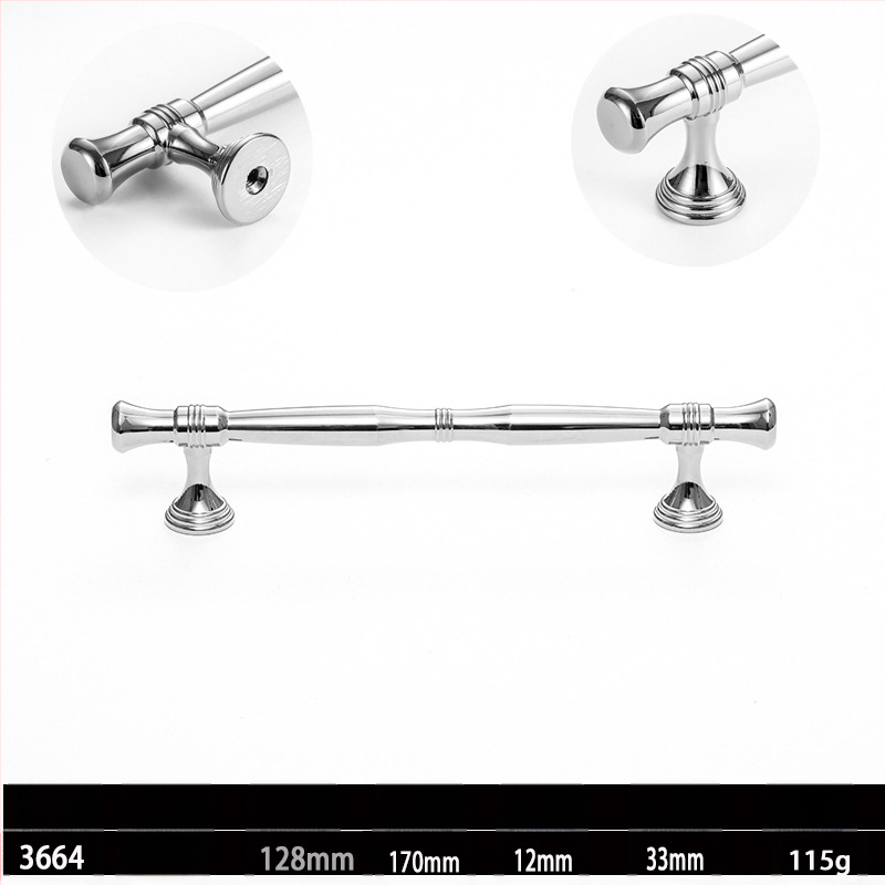 Skapja un garderobes durvju rokturis, modelis 3666, cinka sakausējums, elektroplatinga pārklājums, itāļu minimālisma stils, vienas atvēruma montāža