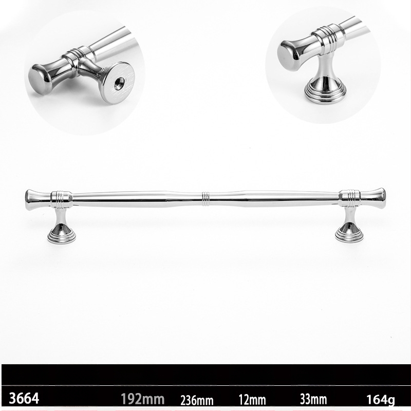 Skapja un garderobes durvju rokturis, modelis 3666, cinka sakausējums, elektroplatinga pārklājums, itāļu minimālisma stils, vienas atvēruma montāža