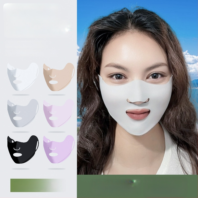 Ice Silk saules aizsardzības maska ar ausu siksnām, universāla, vienkrāsains raksts