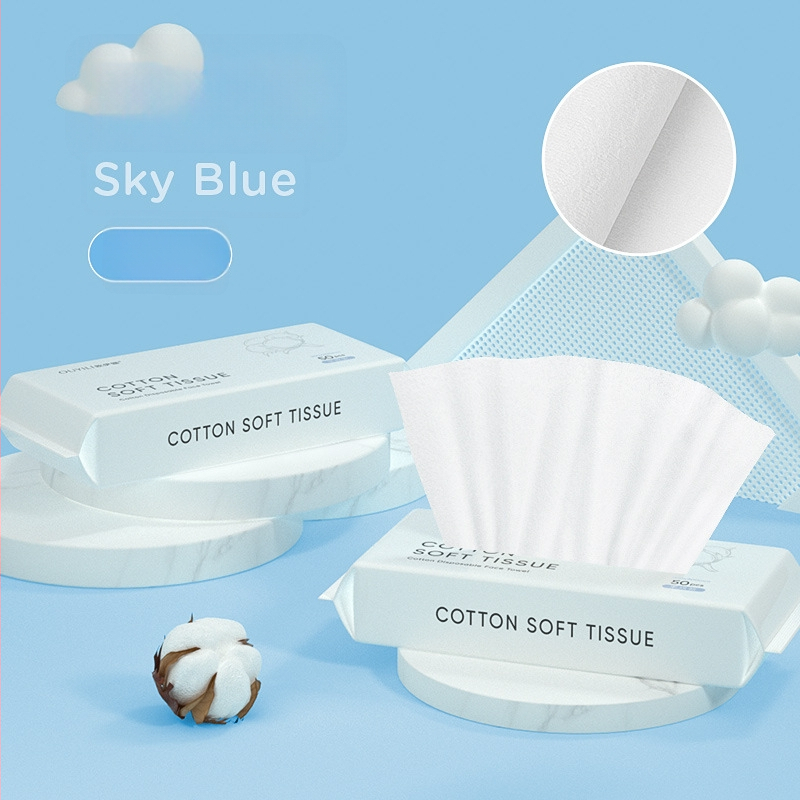 Лицева кърпа от чист памук, еднократна, многослойна за почистване на лице (чист памук; 100 бр; за почистване на лице)