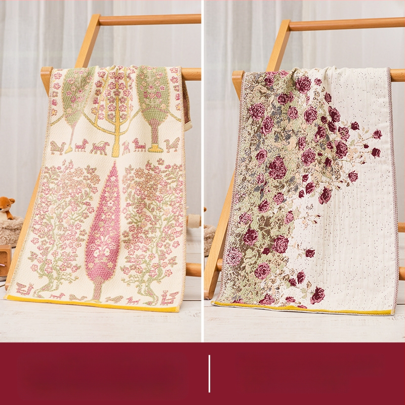 Prosop de față din bumbac 100% țesut gază, Arsof/elis, absorbant, fără scame, 80–100 g, 32 fire, jacquard