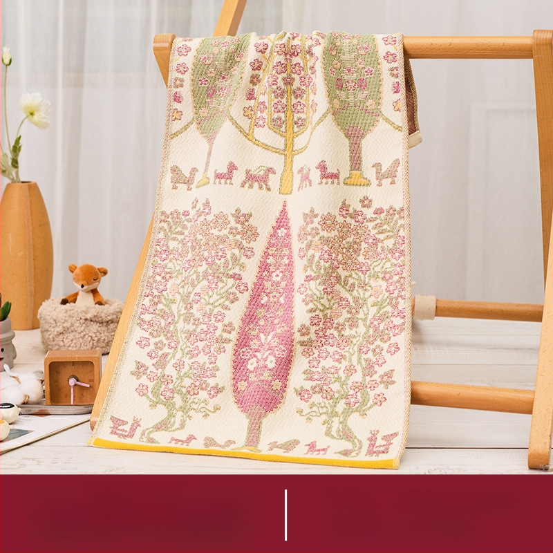 Prosop de față din bumbac 100% țesut gază, Arsof/elis, absorbant, fără scame, 80–100 g, 32 fire, jacquard