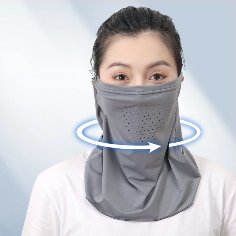 Αεράτη μάσκα λαιμού με UV προστασία και σκίαση, ύφασμα ice silk με ελαστάνη, για ποδηλασία, με δαχτυλίδι για το αυτί