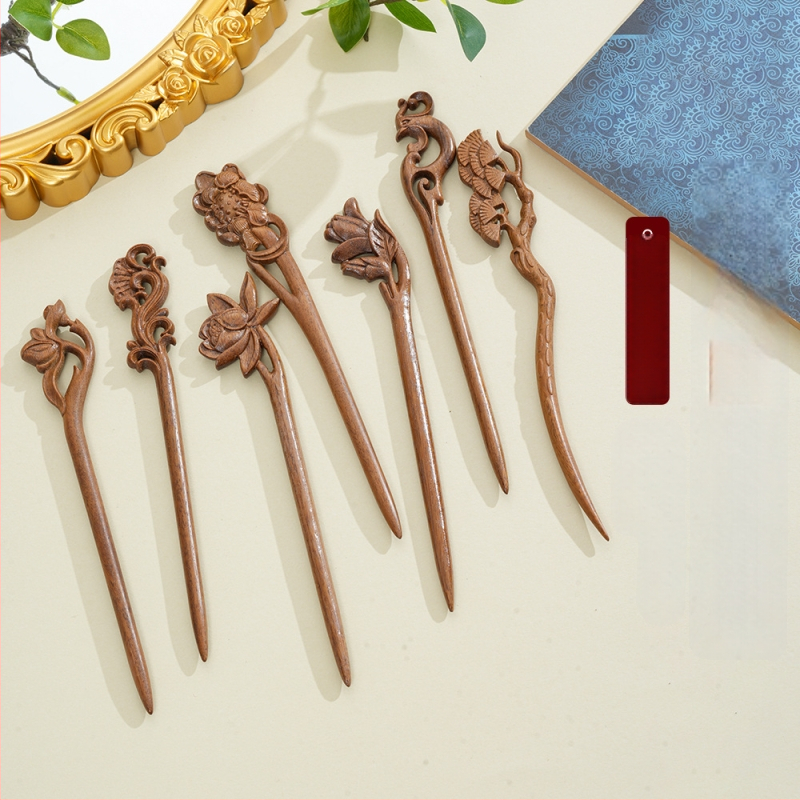 Puidust juukseklips, iidne Hiina stiil, peakatte aksessuaar, päritolu Jinhua Dongyang, sügis 2024