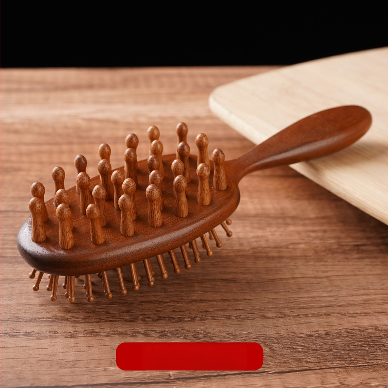 Гребен от сандалово дърво с въздушна подложка за масаж на меридианите, гравирано лого, подаръчна кутия