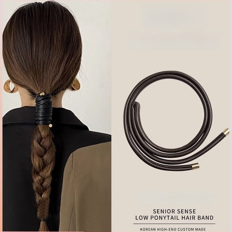 Nahkane juukseband naistele kõrgeponni jaoks, Jaapani-Korea stiil, bränd Unique, 2025 kevad, peakatete aksessuaar