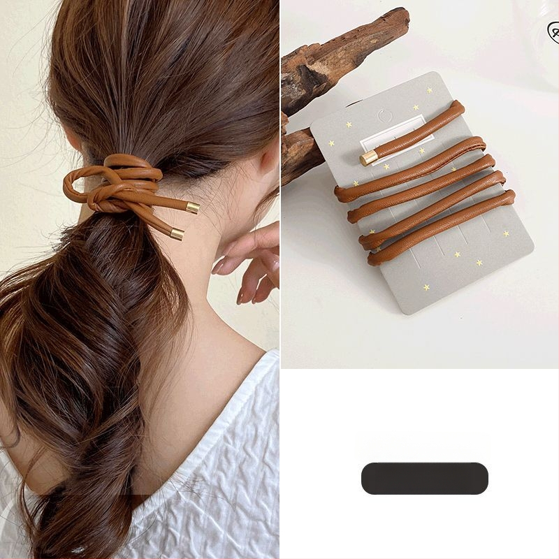 Nahkane juukseband naistele kõrgeponni jaoks, Jaapani-Korea stiil, bränd Unique, 2025 kevad, peakatete aksessuaar