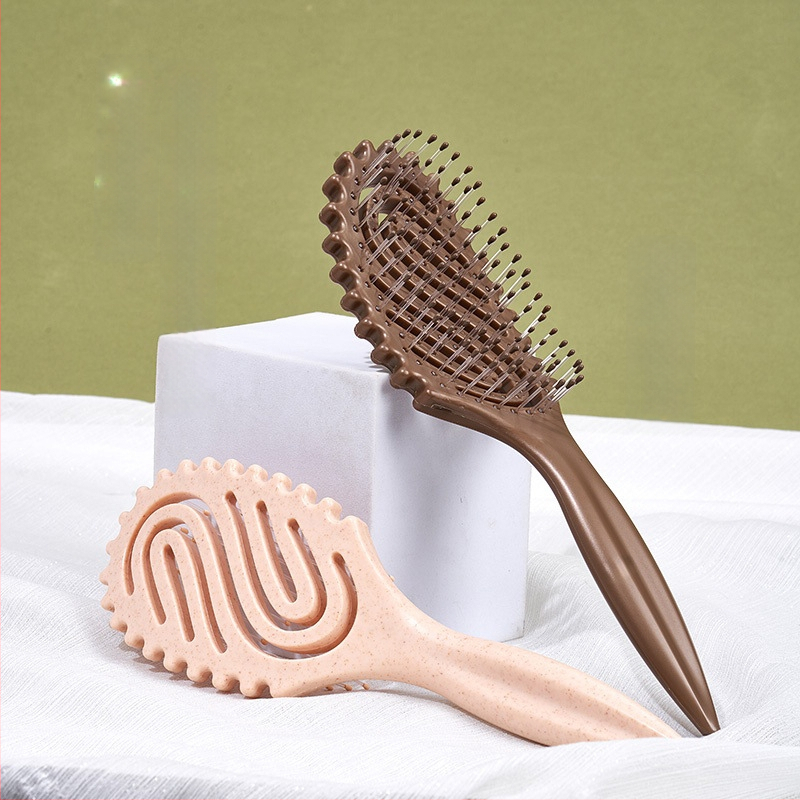 Стайлинг гребен с кух S-образен дизайн; материал: пшенична слама + найлон; функции: масаж, изглаждане, къдрене