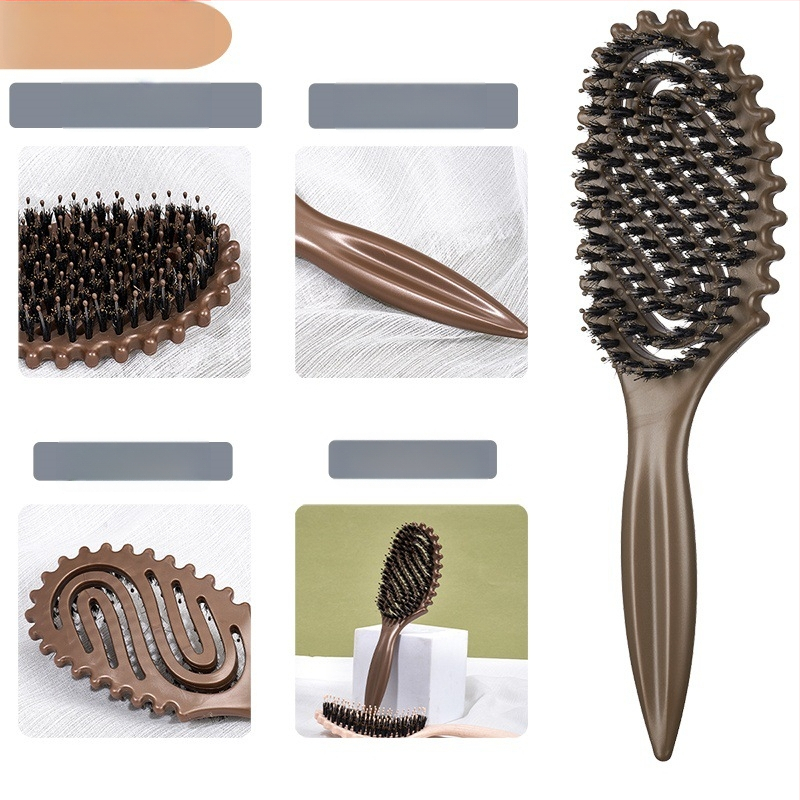 Стайлинг гребен с кух S-образен дизайн; материал: пшенична слама + найлон; функции: масаж, изглаждане, къдрене