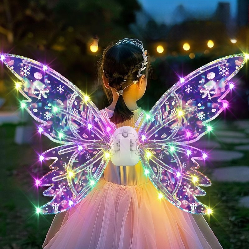 LED gaismas tauriņa spārni uz muguras – bērnu aksesuārs ar dinamiskiem gaismas efektiem, plastmasas materiāls, piemērots no 14 gadiem