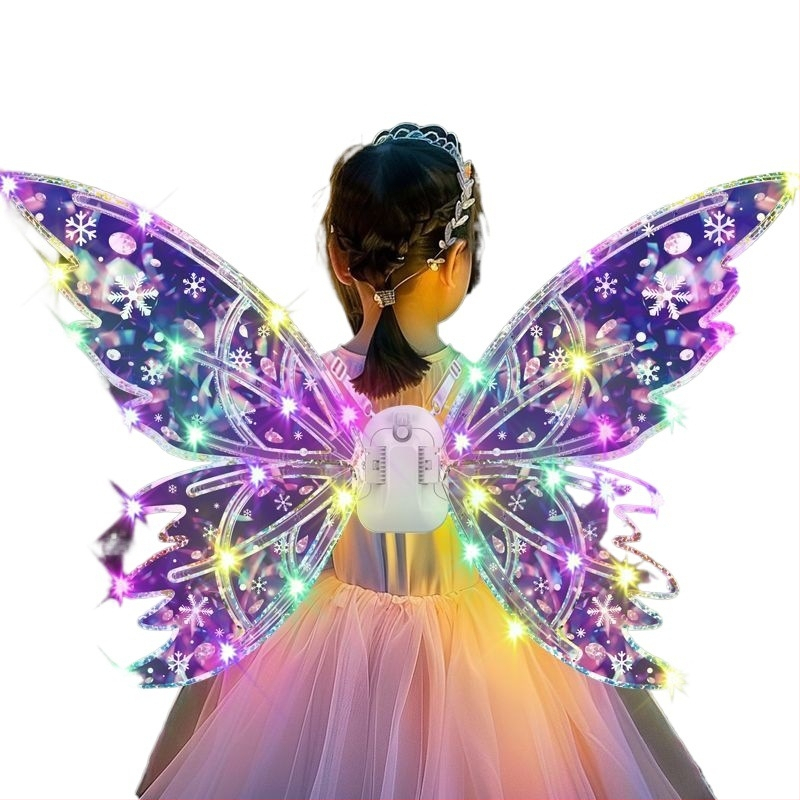 LED gaismas tauriņa spārni uz muguras – bērnu aksesuārs ar dinamiskiem gaismas efektiem, plastmasas materiāls, piemērots no 14 gadiem