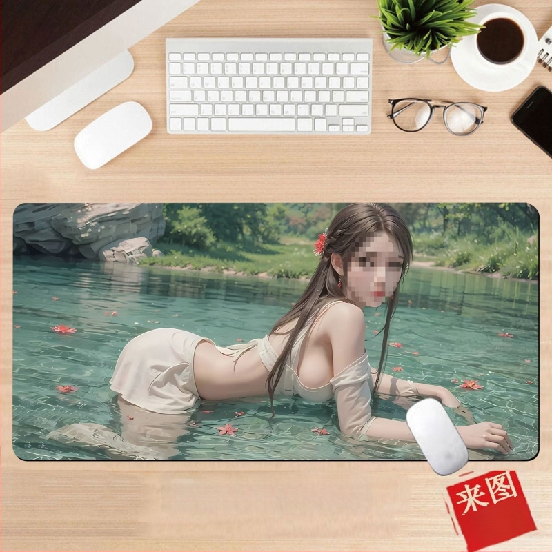 Подложка за бюро, гумена, едностранна, дизайн с аниме момиче, национален стил