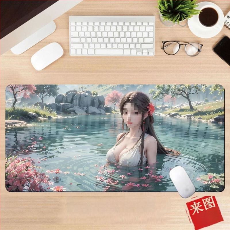 Подложка за бюро, гумена, едностранна, дизайн с аниме момиче, национален стил