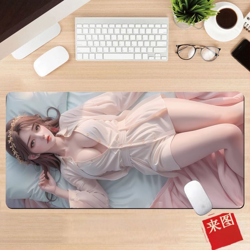 Подложка за бюро, гумена, едностранна, дизайн с аниме момиче, национален стил