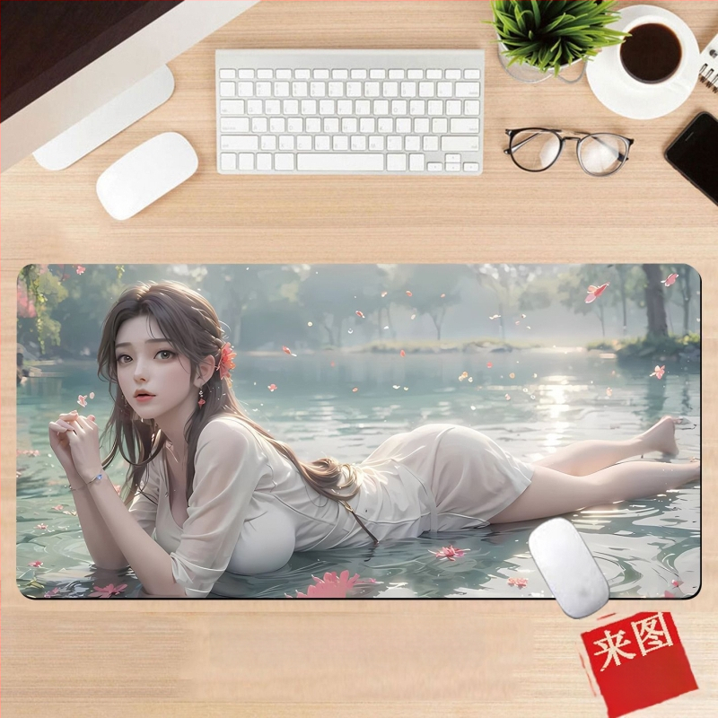 Подложка за бюро, гумена, едностранна, дизайн с аниме момиче, национален стил