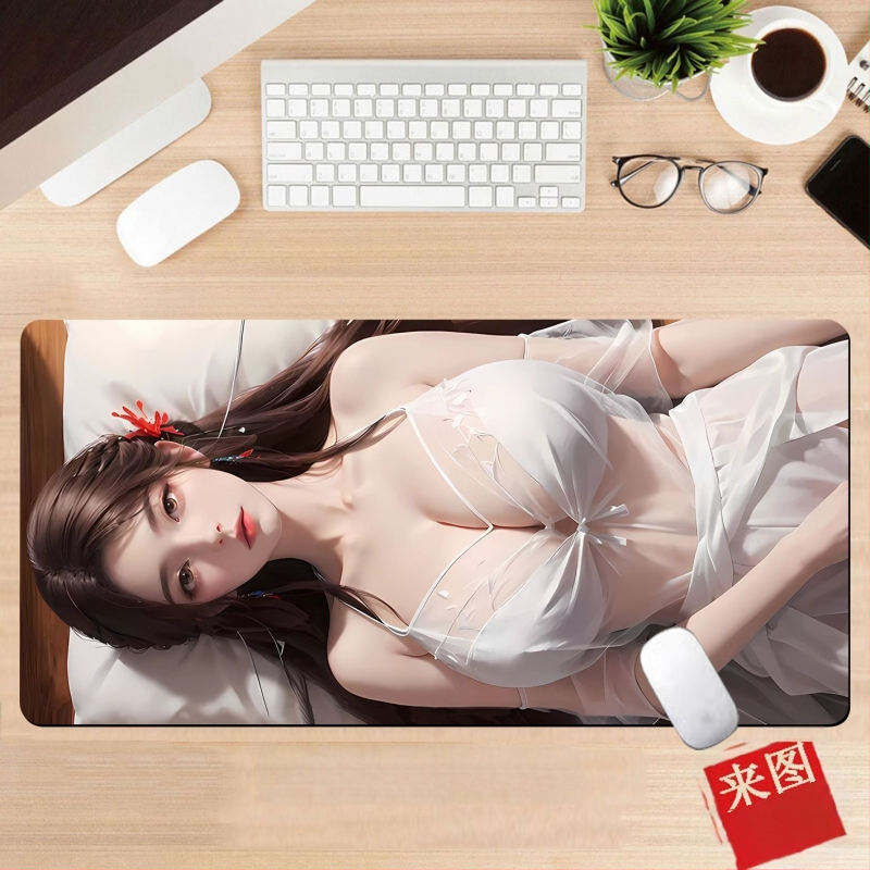 Подложка за бюро, гумена, едностранна, дизайн с аниме момиче, национален стил