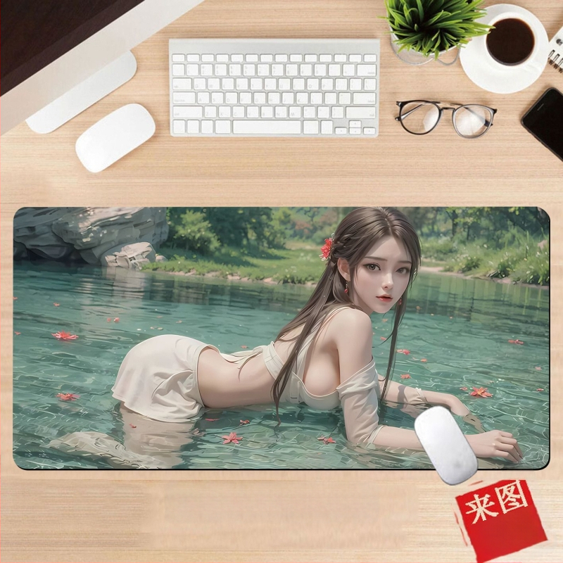 Подложка за бюро, гумена, едностранна, дизайн с аниме момиче, национален стил