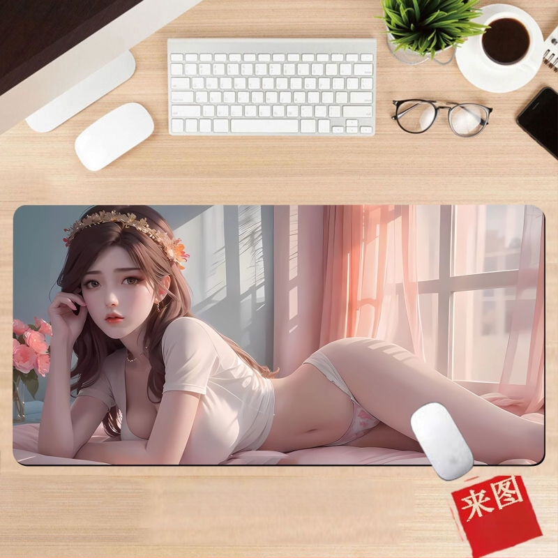 Подложка за бюро, гумена, едностранна, дизайн с аниме момиче, национален стил