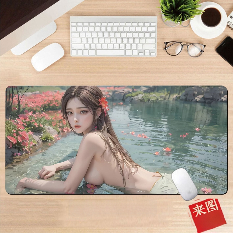 Подложка за бюро, гумена, едностранна, дизайн с аниме момиче, национален стил