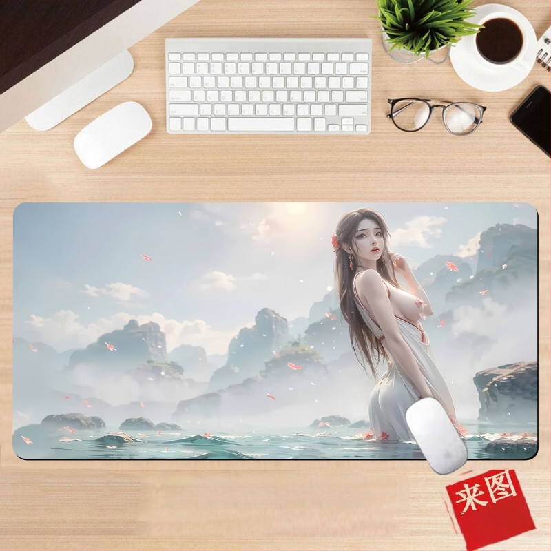 Подложка за бюро, гумена, едностранна, дизайн с аниме момиче, национален стил