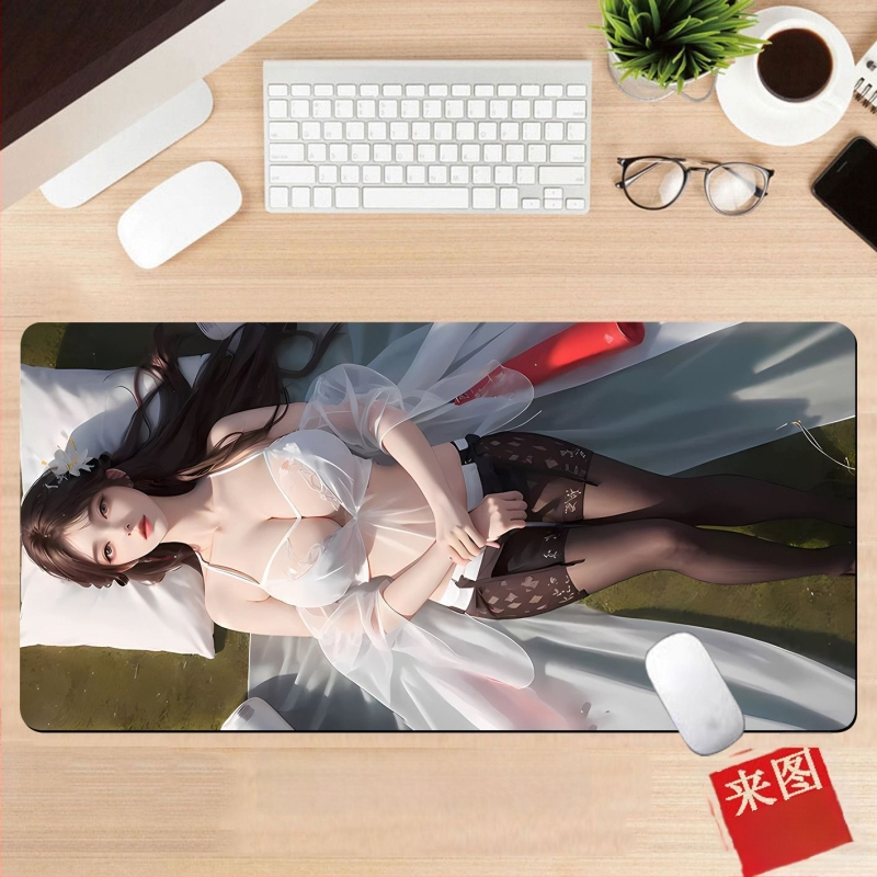 Подложка за бюро, гумена, едностранна, дизайн с аниме момиче, национален стил