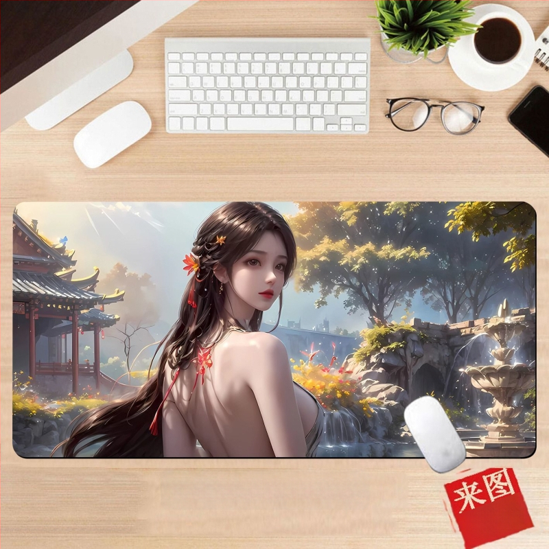 Подложка за бюро, гумена, едностранна, дизайн с аниме момиче, национален стил