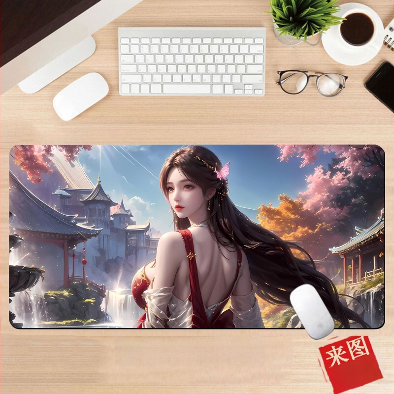 Подложка за бюро, гумена, едностранна, дизайн с аниме момиче, национален стил