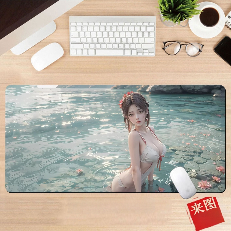 Подложка за бюро, гумена, едностранна, дизайн с аниме момиче, национален стил