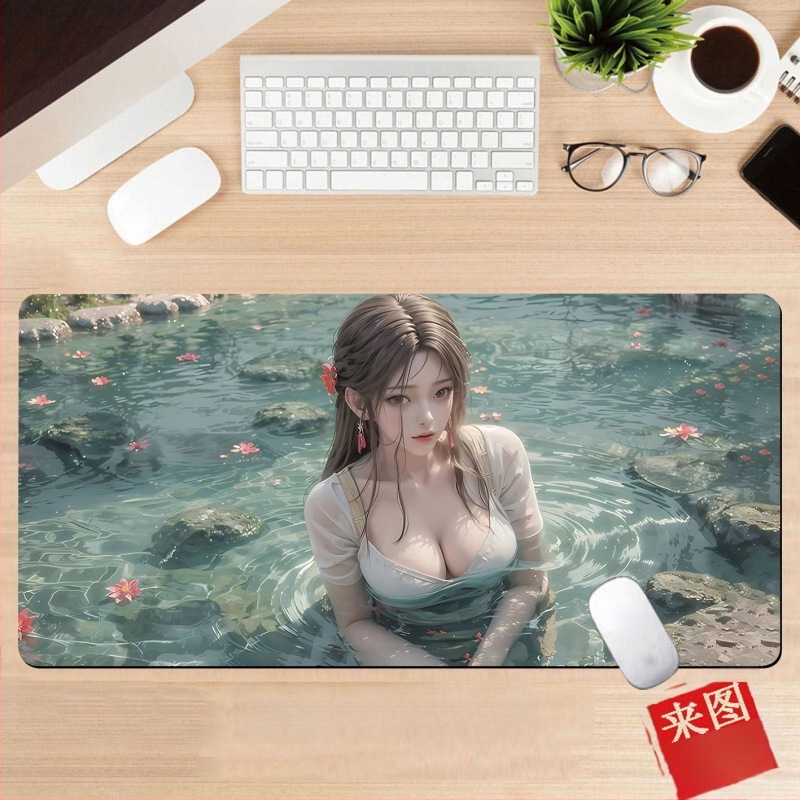 Подложка за бюро, гумена, едностранна, дизайн с аниме момиче, национален стил