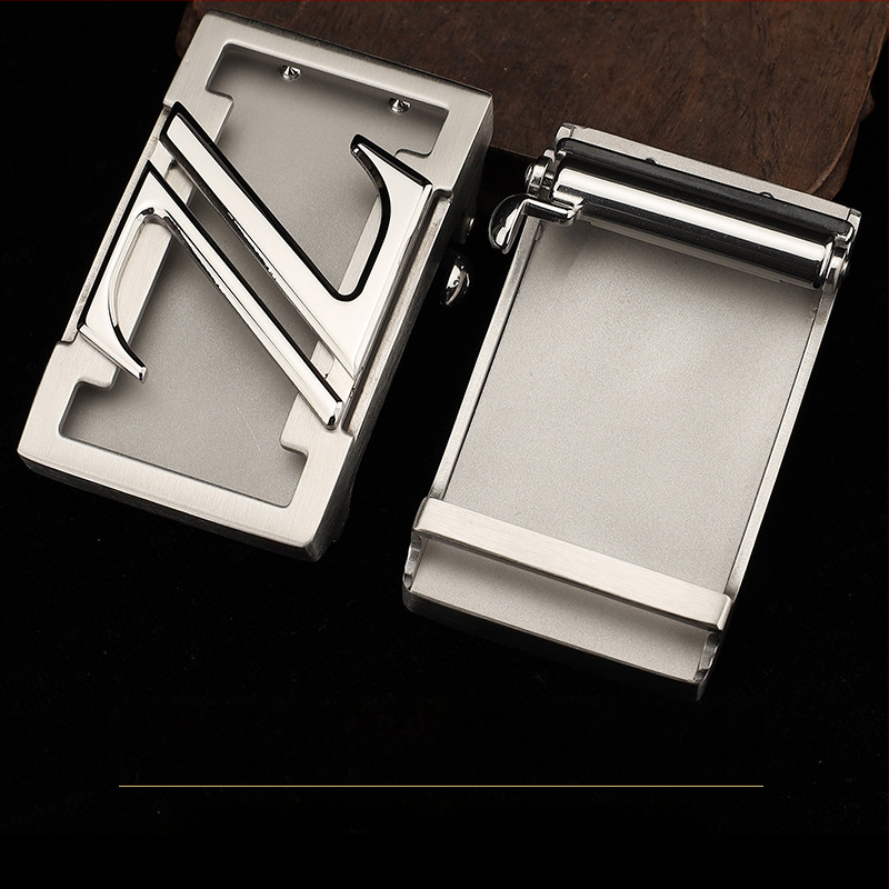  Cataramă pentru curea din oțel inoxidabil, pentru bărbați, automată, formă dreptunghiulară, model literă, stil business